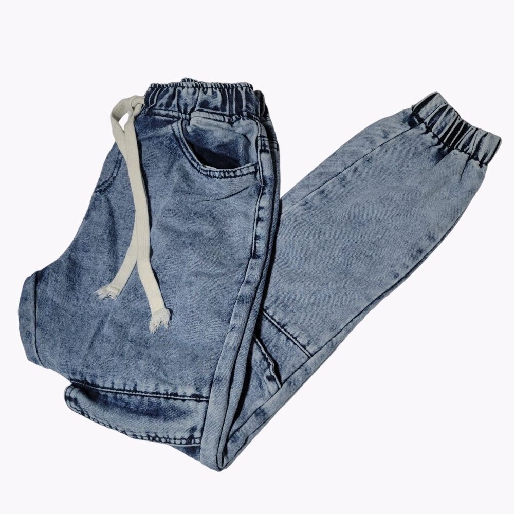 Juny Jogger Jeans Womens Size Small Mid Rise Light Wash Denim Pull On Pants